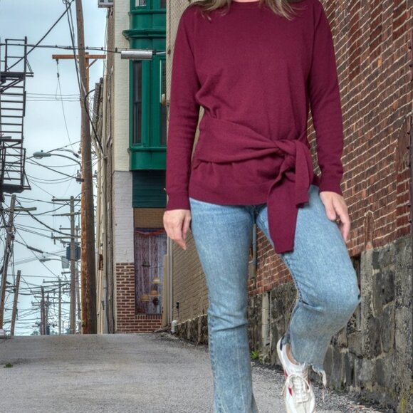 Autumn Cashmere Deep Red Cashmere wrap Top - Picture 1 of 9
